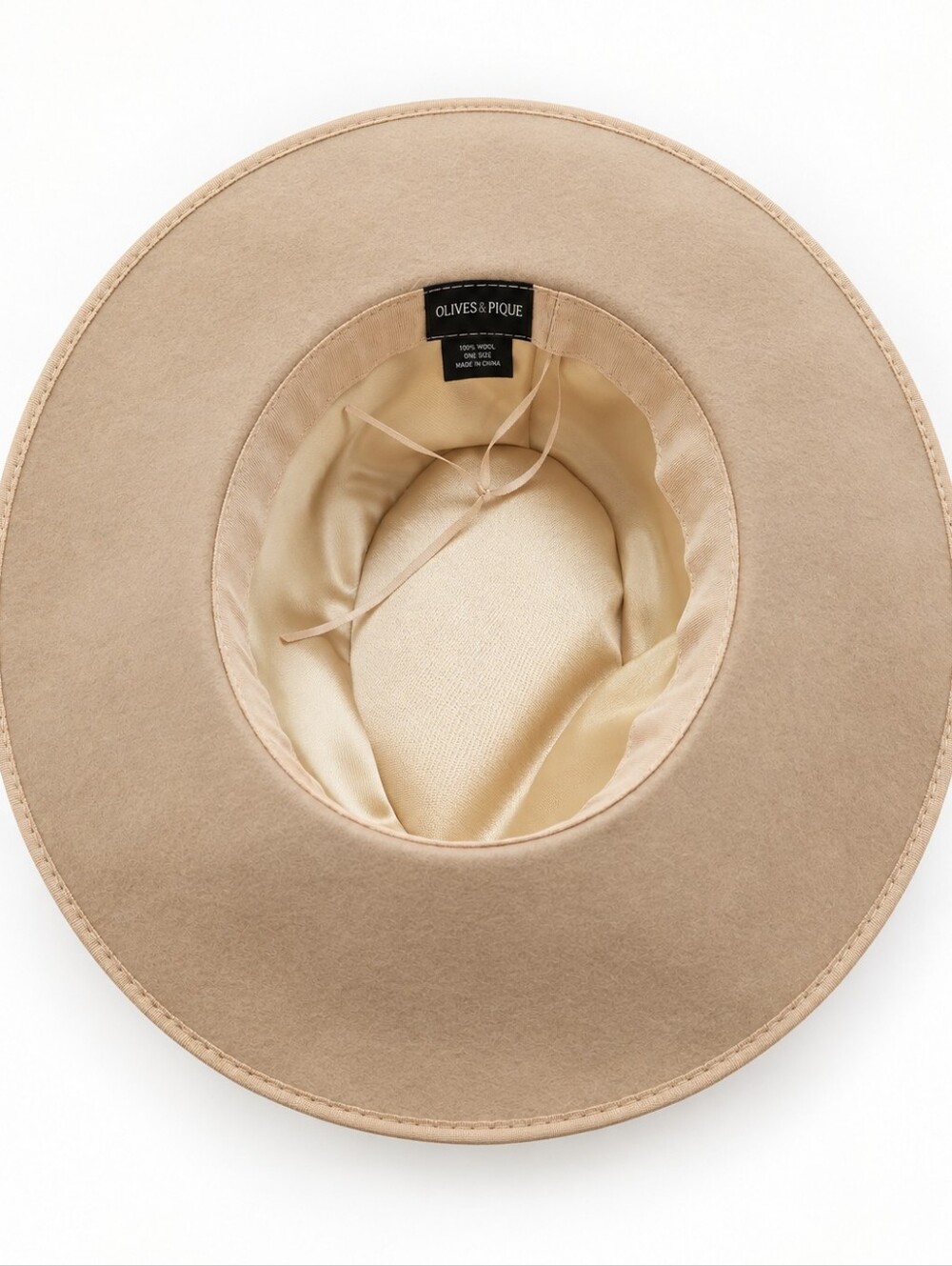 Olive & Pique | 100% Wool Wide Brim Fedora Hat |  Beige Tan | 22" - Picture 7 of 11